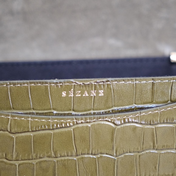 Sezane Claude Crocodile Moss Green *Limited Time Offer 100% Genuine Leather - Picture 6 of 9